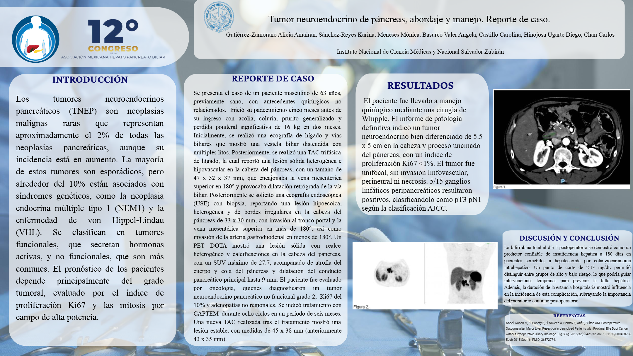 Póster de Tumor neuroendocrino de páncreas, abordaje y manejo. Reporte de caso.